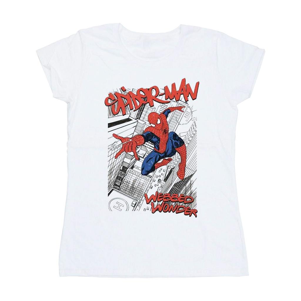 Marvel Womens/Ladies Spider-Man Sketch City Cotton T-Shirt