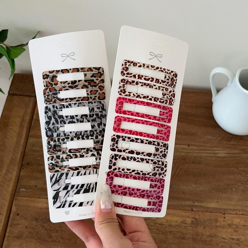 8pcs/set Leopard Print Hair Clips for Women Girls Vintage Geometric Star BB Clips Bangs Hairpins Barrettes Hair Accessories Set