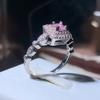 New Square Big Pink AAA Cubic Zircon Rings For Women  Silver Trendy Party Engagement Wedding Jewelry Geometric Zircon Ring