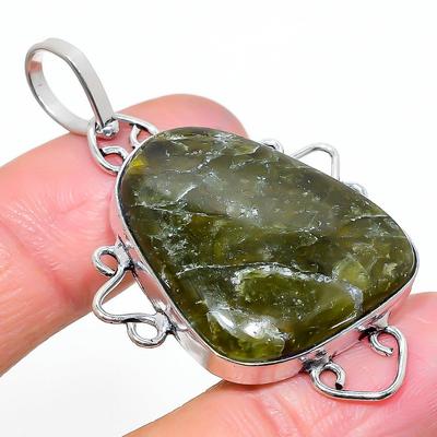 Natural African Vasonite Gemstone 925 Sterling Silver Gift Pendant 2.13" J9Q82