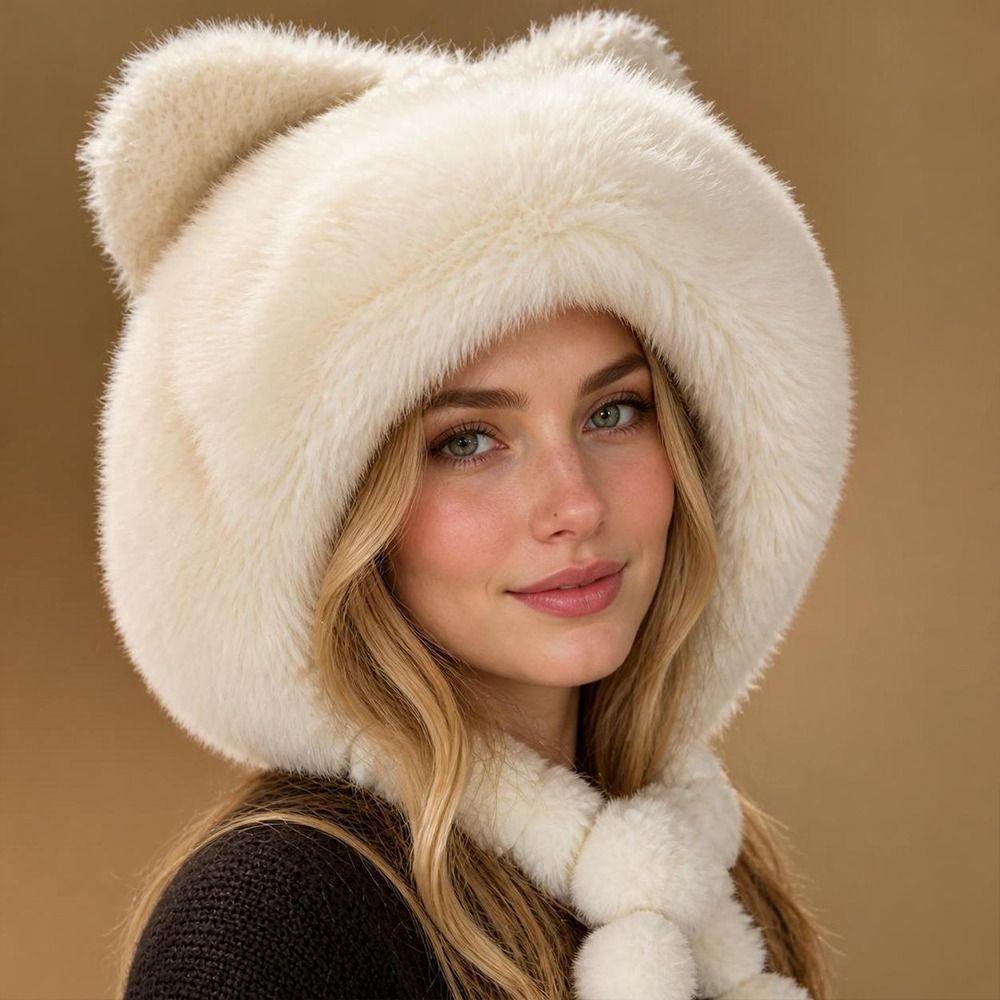 Thick Warm Bear Ear Winter Hat Windproof Knitted Earflap Hat New Beanie Hat Winter