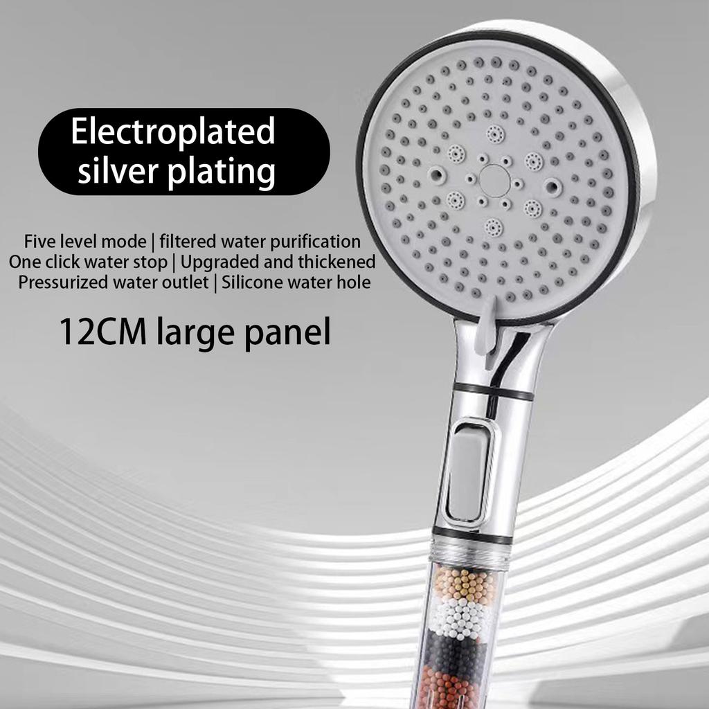 Cabezal de ducha con filtro de mano, modo de rociado de alta presión, cabezal de ducha con filtro, suavizador de agua por etapas, filtros de perlas para eliminar agua dura