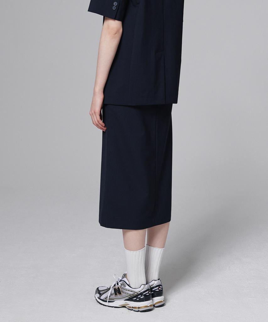 Aussel Summer Wool Midi Skirt Navy