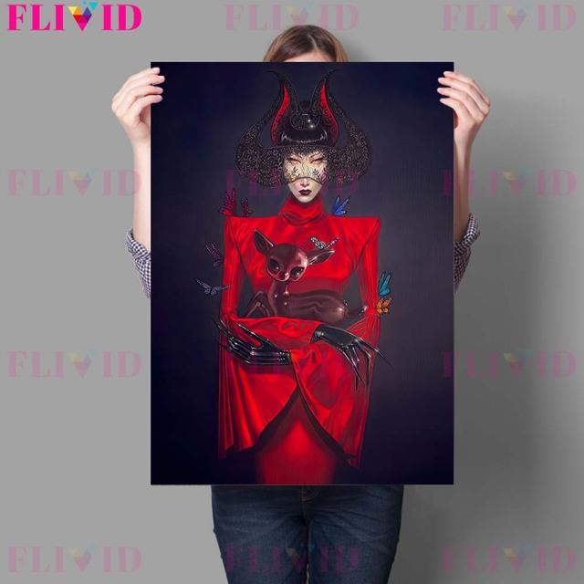 Charming Witch Modern Abstract Wall Art Oil Painting Butterfly Lady Dream Art Poster