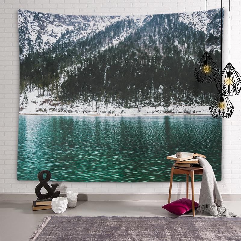 Natural Beauty Tapestry Winter Autumn Mountains River Wall Art Tapestry Dormitory Room Aesthetic Decor Bedroom Home Decor