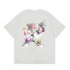 Mens Oversized Vintage Washed Cotton T-Shirt With Cartoon Animal Print Streetwear Loose Fit Short Sleeve Tee