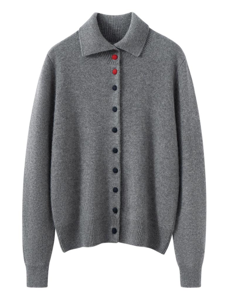 Cashmere Women's Polo Collar Cardigan - Autumn/Winter 2026 Versatile Loose Slimming Outerwear
