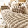 Super Soft Rabbit Plush Sofa Mat Anti-slip Thicken Couch Cushion for Living Room Winter Warm L Shaped Universal Sofa Slipcovers
