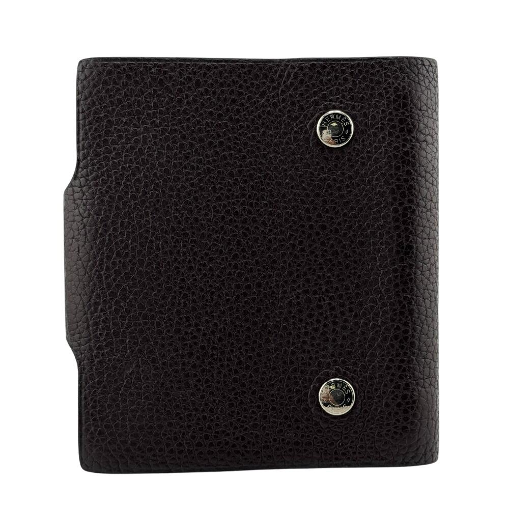 HERMES leather Uris mini Notebook cover Brown leather unisex Used