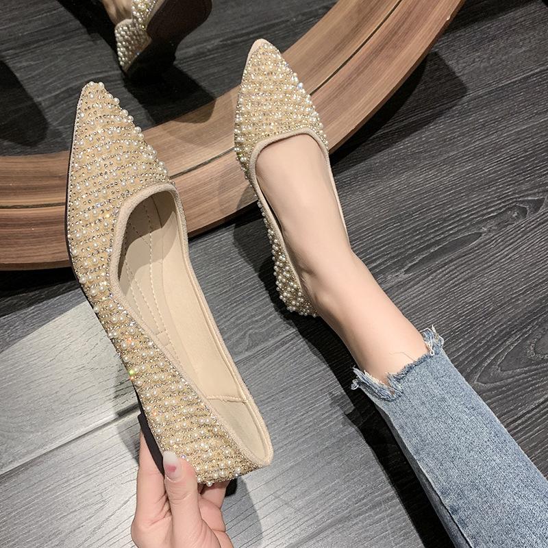 

Женские туфли без застежек Весна-Лето 2022 Повседневные туфли на плоской подошве для ходьбы Женские полуботинки 40 бежевый