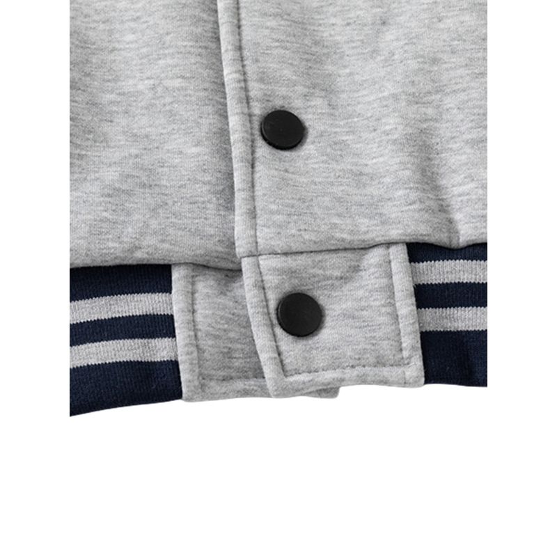 Children's Letters Baseball Uniform Outerwear Spring and Autumn Boys' Button Fleece-lined Hoodie Baby Boys' V-neck Color Matching Clothes