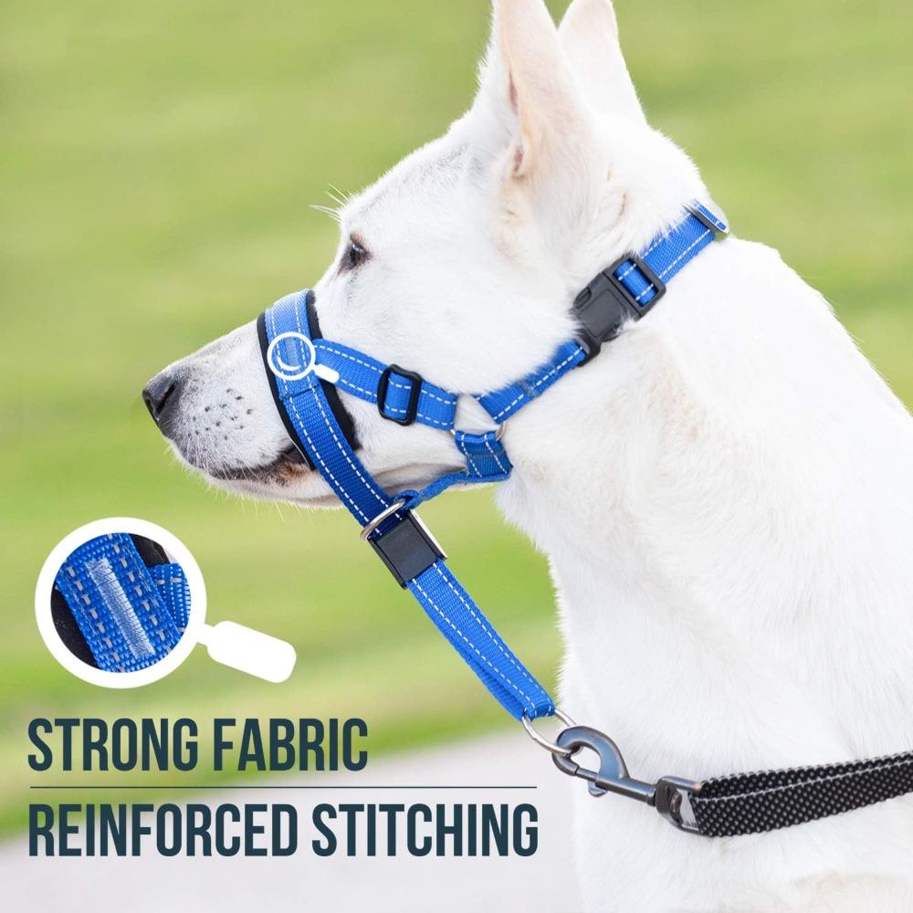 Dog Head Halter with Safety Strap-Stops Heavy Pulling on The Leash-Padded Headcollar for All Dog Sizes - Head Collar Training