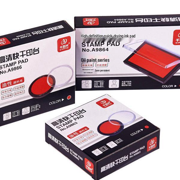 Signet Quick-Drying Red Ink Pad: Water-Based Round Metal Case for Finance & Office Use