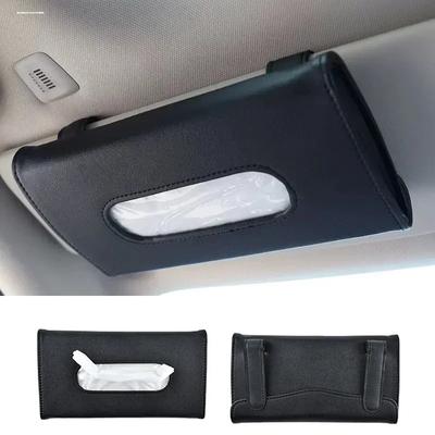 New Soft Leather Car Tissue Box Car Sun Visor Type Block Hanging Container Towel Napkin Holder Paper Rack Organizer Storage Bag