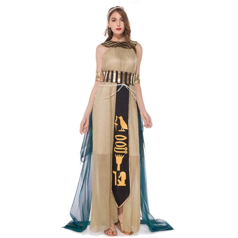Man Egyptian Costume Set Women Egypt Queen Outfit Egyptian Collar Wristbands Belt Decorations for Halloween Cosplay