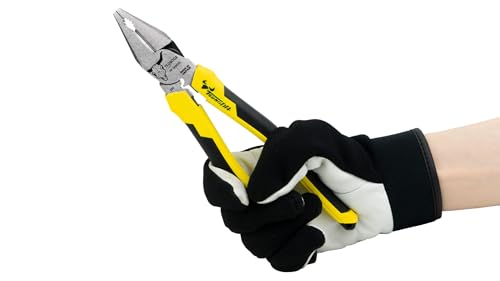 TSUNODA Electrician's Power Pliers, 200mm, Crimping Function, Eccentric, for Electrical Work, PP-200ATG