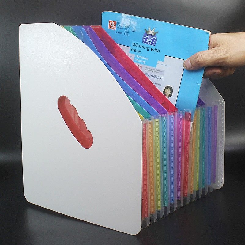 Office Rainbow Note Storage Box Retractable Folder