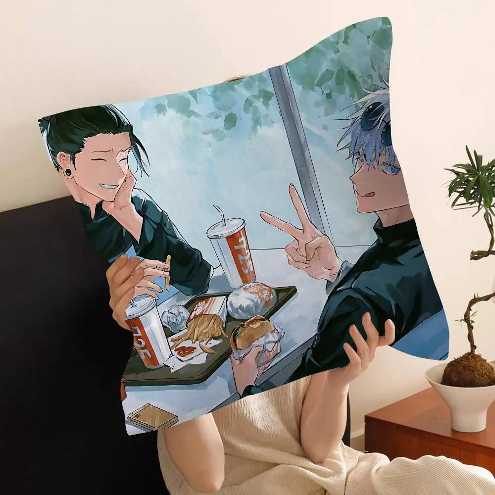 J-Jujutsu K-Kaisen G-Gojo Anime Cushion Cover Car Throw Pillow Case For Sofa Car Christmas Gift 40x40cm 45x45cm