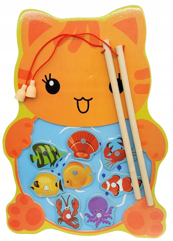 Game Fishing Fish Cat Eco Wood Two Rods Magnetic