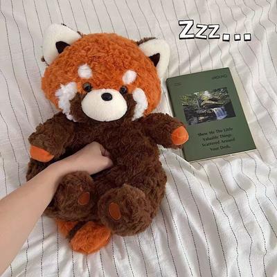 Peluche Douce de Raton Laveur Peluche Jouet Mignon Corps Douillet Oreiller Câlin Dormir Jouets Moelleux Décor de Lit Cadeau Enfants Filles