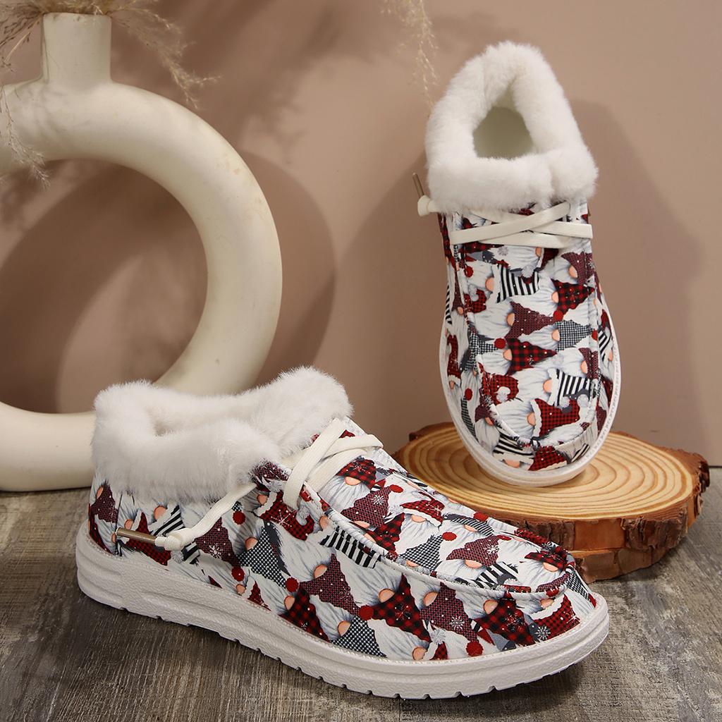 Damenstiefel Winter Neu Dicke Sohle Schneestiefel Damen Plus Samt Verdickt Haarige Baumwollschuhe Damen Lässige Bedruckte Sneaker