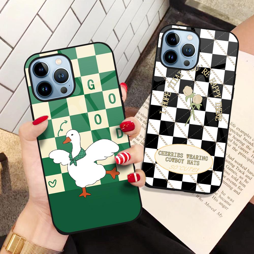 

Чехол для телефона Checked Grain Duck для Iphone 14 13 12 11 Pro Max Mini Xs Xr X 7 8 6s Plus Se 2022 Защитная оболочка из закаленного стекла