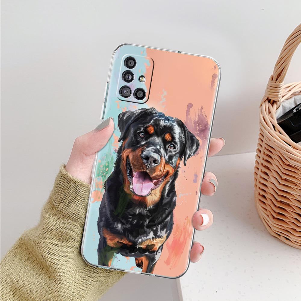 Phone Case For Samsung A15 A13 A35 A55 A51 A71 A41 A31 A21S A03S A05 A17 A23 A25 A33 A53 A73 5G A07 4G Cover Rottweiler Dog