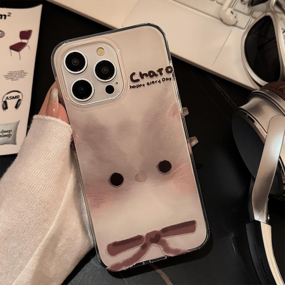 Cute big face cat phone case for 11/12/13/14/15