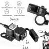 12-24V 2 USB Motorcycle Handlebar Charger Socket + Switch