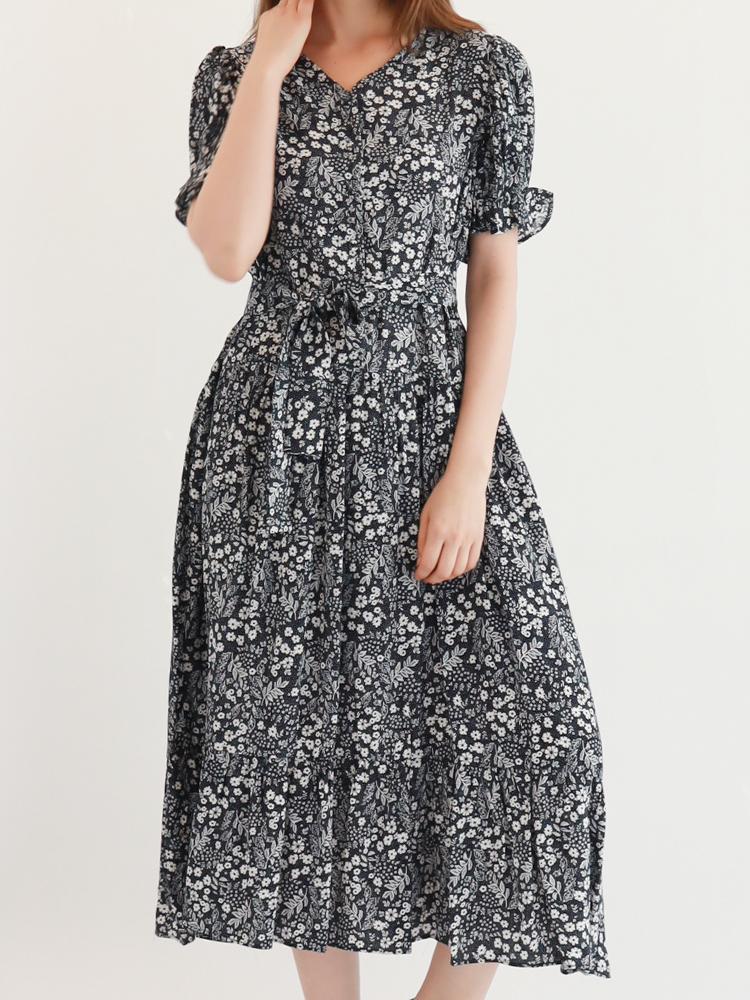MONTEETH Dream Dress Floral Navy
