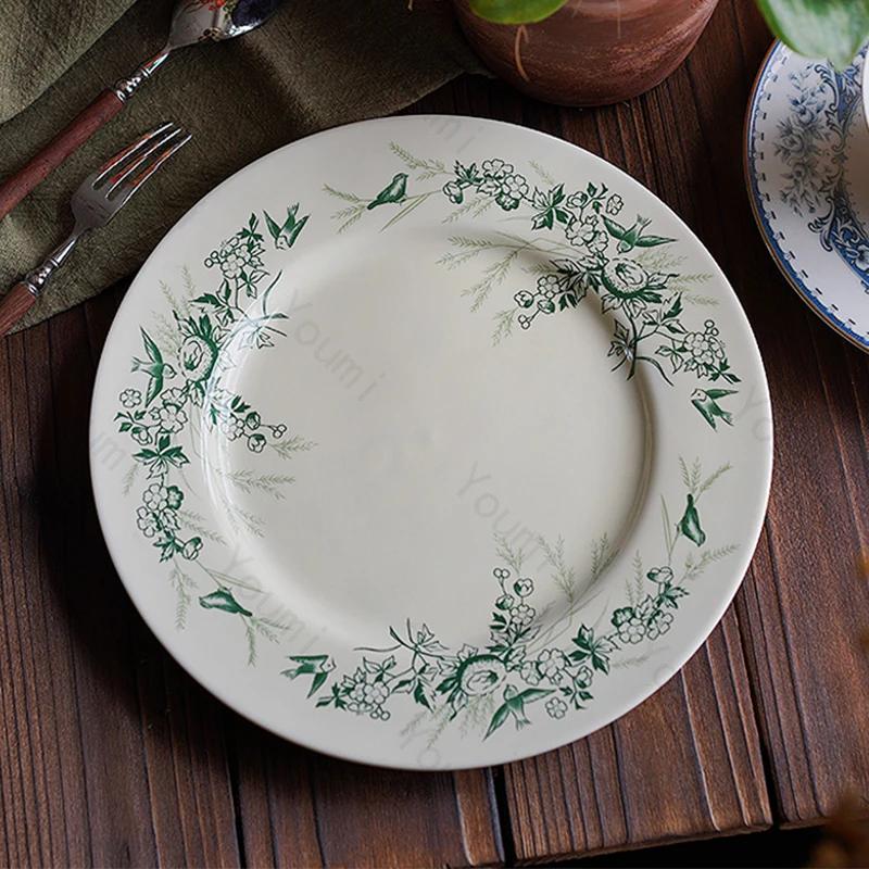 Vintage Französischer Stil Keramikteller Nachmittagstee Snacks Desserts Köstliche Gerichte Speiseteller Exquisites Haushaltsgeschirr