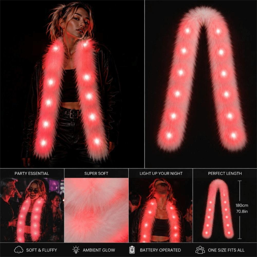 Light Up Luminous Glowing Scarf Fluffy Winter Plush Scarf Shining Christmas Decoration  Party