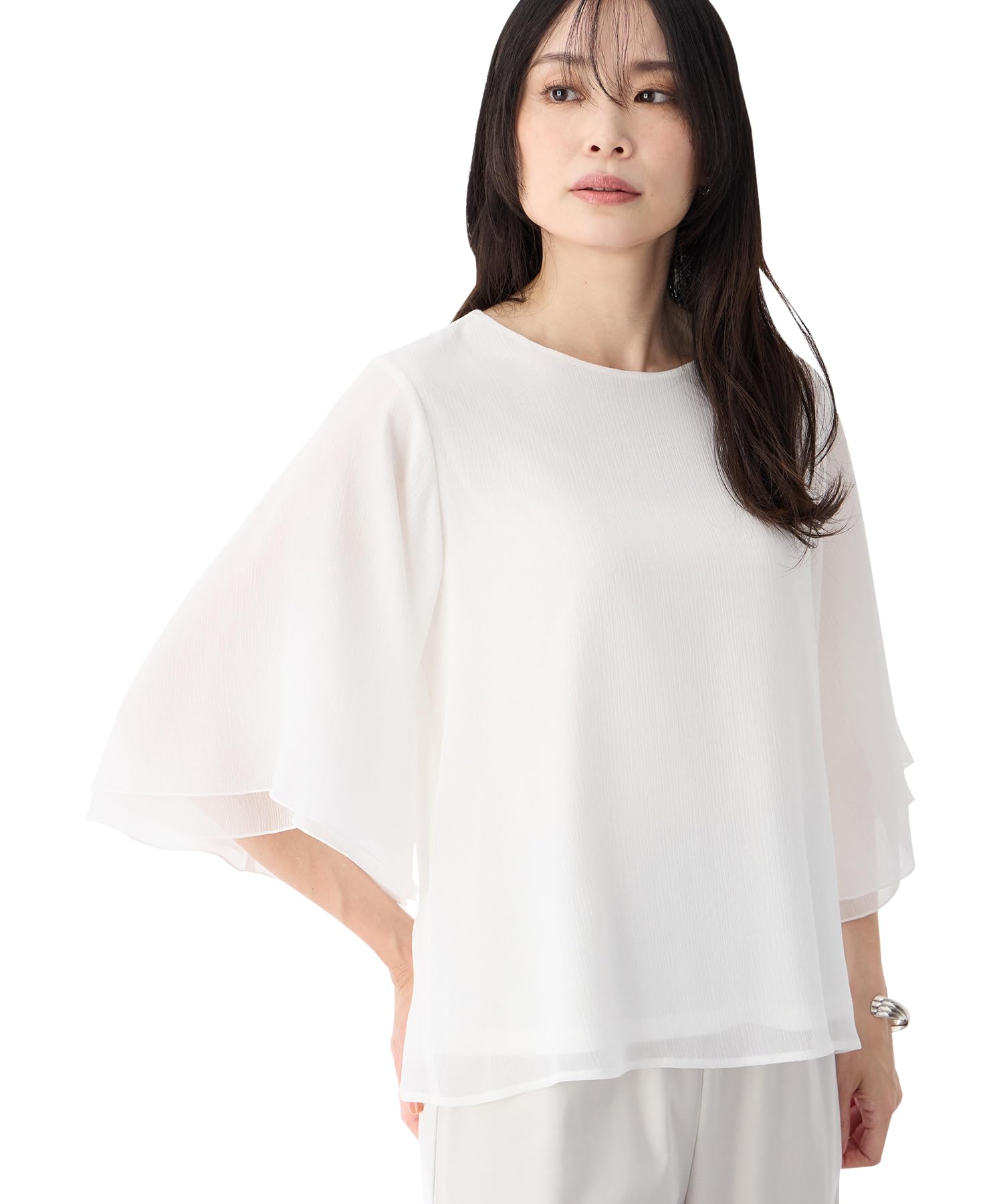 

Женский полупрозрачный пуловер с рукавами-кейпами AC by Alpha Cubic, 351650, Молочно-белый