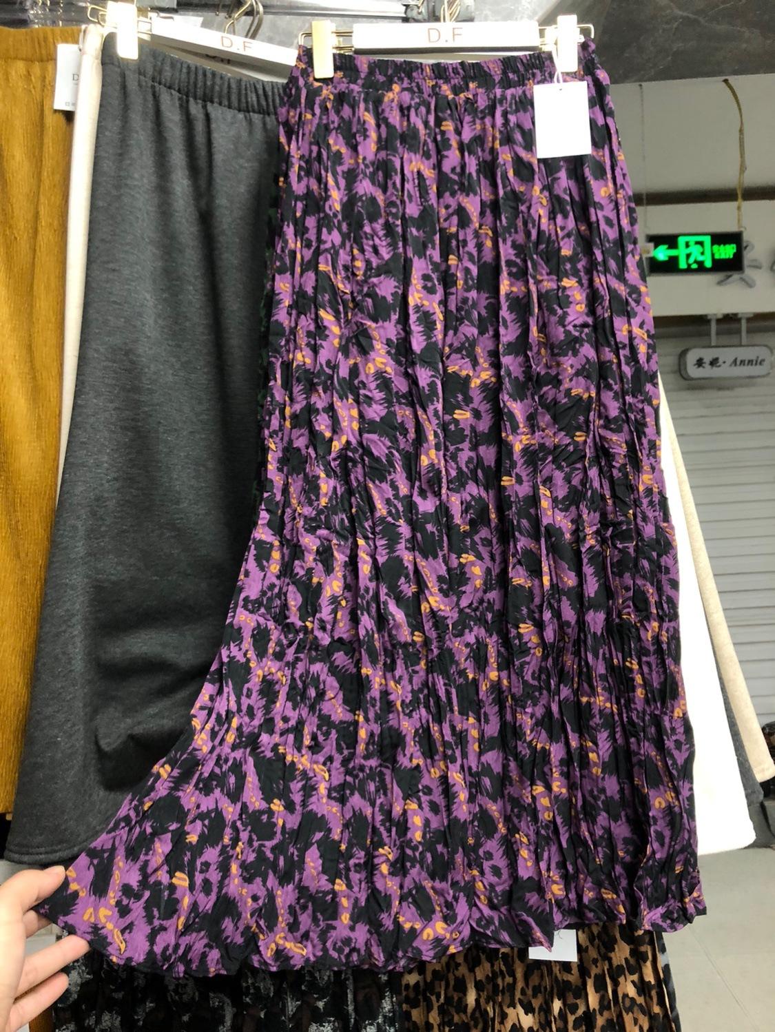 

Атмосферная ретро-фиолетовая юбка в мелкую цветочную складку, юбка-плиссе с драпировкой, универсальная юбка средней и длинной длины One size