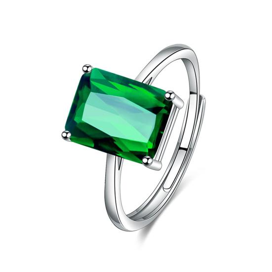 4Pcs/Set Finger Ring Rectangle Shape Shiny Charming Cubic Zirconia Vintage Pendant Dress Up Anti-rust