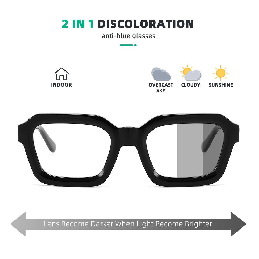 Acetate Frame Brand Black Square Men's Glasses Frame Optical Blue Light Reading Glasses Women Retro Photo Grey Computer Eyewear