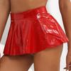 Womens Glossy Patent Leather Flared Mini Skirt Rave Party Skirts