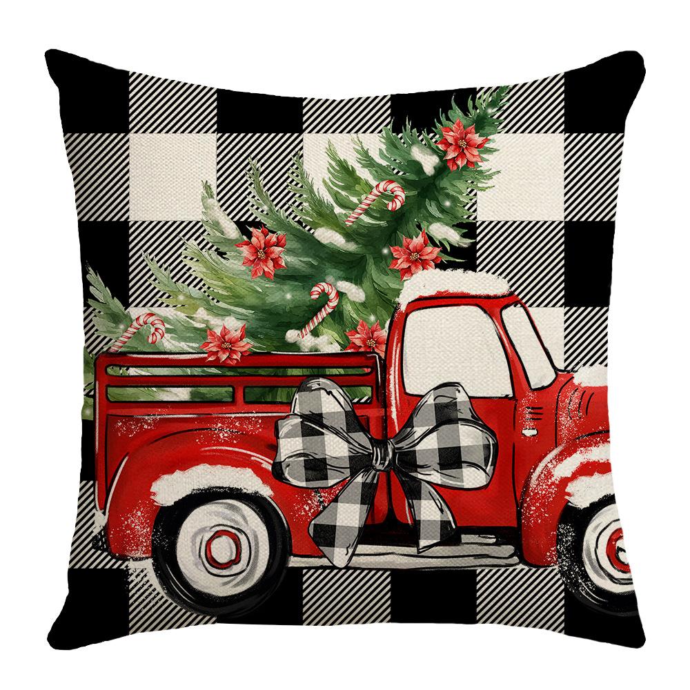 New Red Stripe Holiday Decoration Family Bell Snowman Christmas Sofa Cushion Cover Decorative Cushion