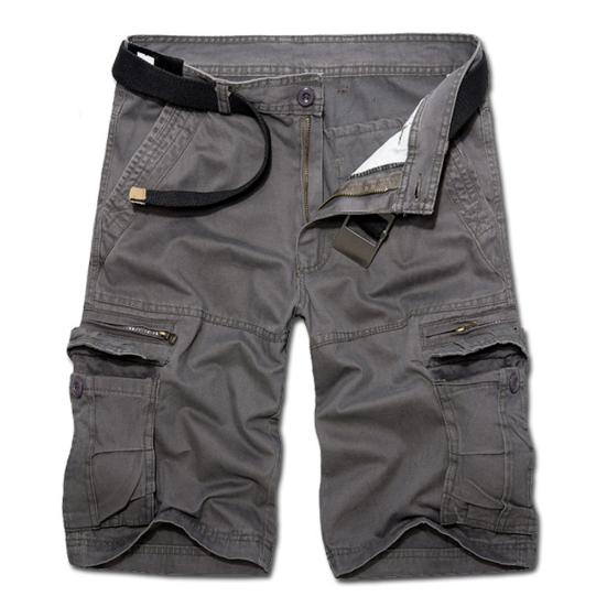 Pantaloni Scurți Cargo Casual pentru Bărbați, Culoare Solidă, Respirabili, cu Buzunare Multiple, Pantaloni Scurți de Plajă