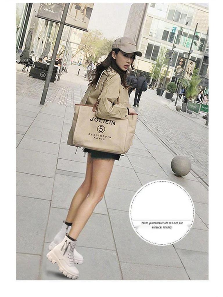 Γυναικείες Μπότες Martin Βελούδινες Ψηλές - Νέες 2025 Κορεατικό Στυλ, Φθινόπωρο/Χειμώνας, Με Ψηλό Τακούνι, Μέχρι τη Μέση της Γάμπας.