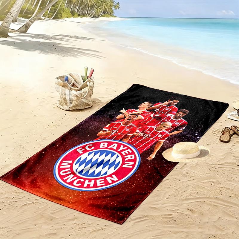 Bayern Munich Stripes Logo beach towel Portable for travel Beach towel for vacation photos seaside Absorbent bath towel quickdrying swim towel