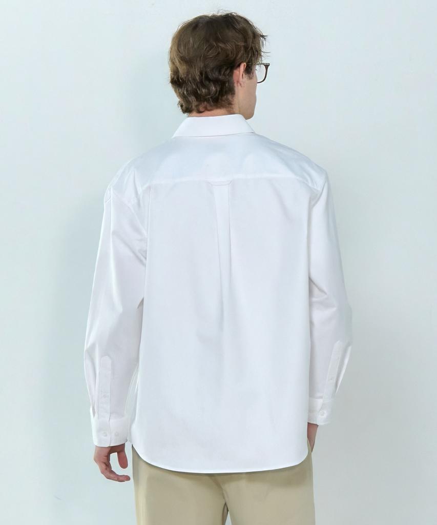 BASIC HOUSE Oxford Semi-Overfit Long Sleeve Shirt White Lzws0103