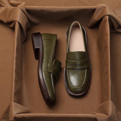 Pantofi Single Femei Britanic Retro Lefou Pantofi Toc Jos Un Picior Etrier Pantofi Mici din Piele