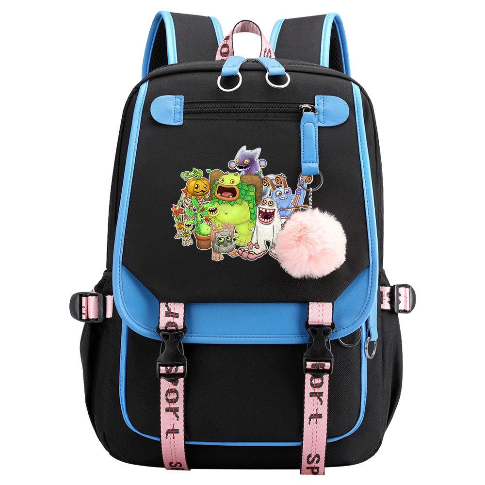 Game Monster Concert Printed USB Teen Student School Bag Men's and Women's Casual Webbing Flip Backpack
