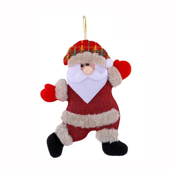 Small Christmas Doll Ornaments Fabric Snowman Santa Claus Bear Reindeer Xmas Tree Ornaments Rustic Doll Hanging Decor for Holiday Party Supplies