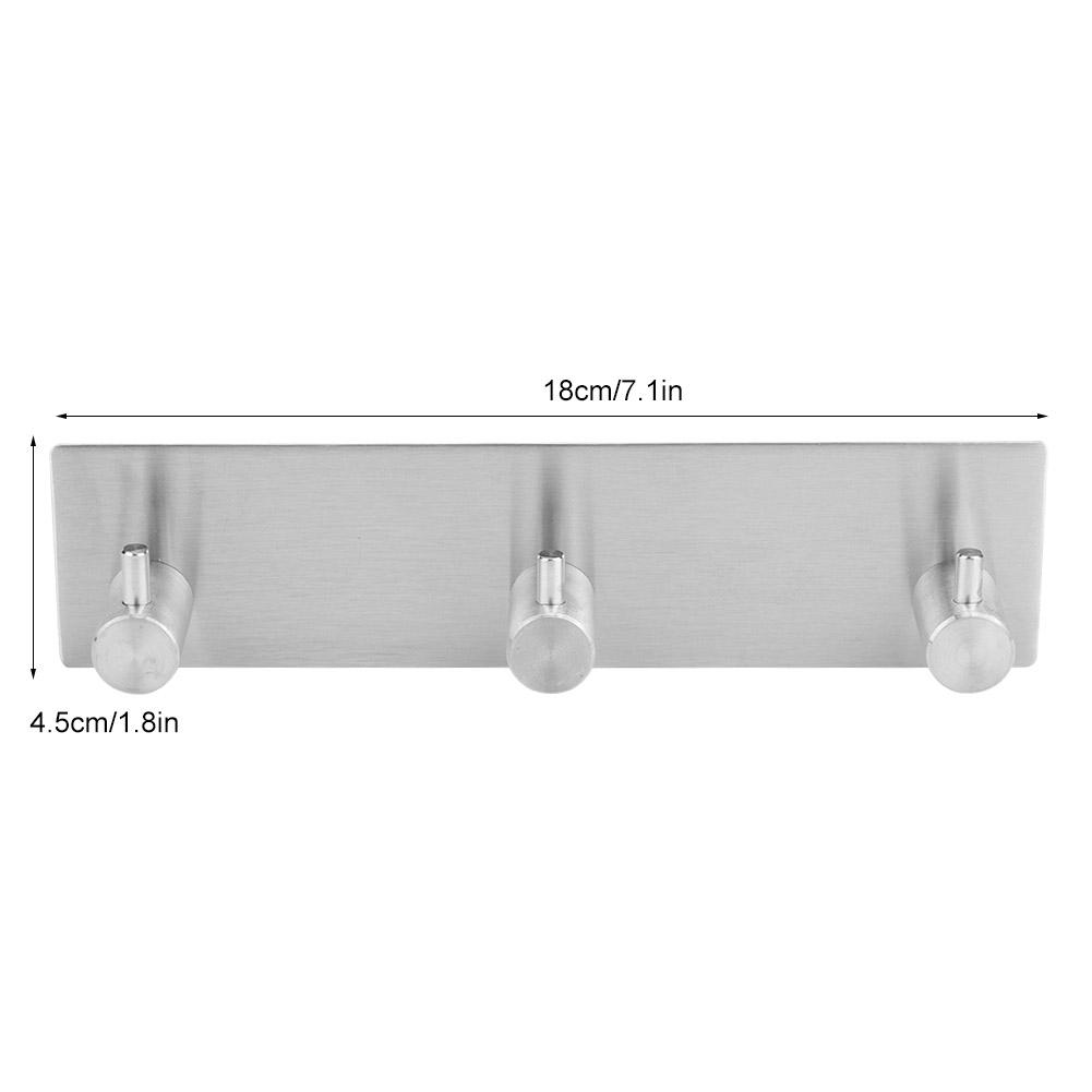 Stainless Steel Adhesive Household Wall Hanging Hook Hanger for Towel Clothes Hat(Straight Hook Three Hooks )