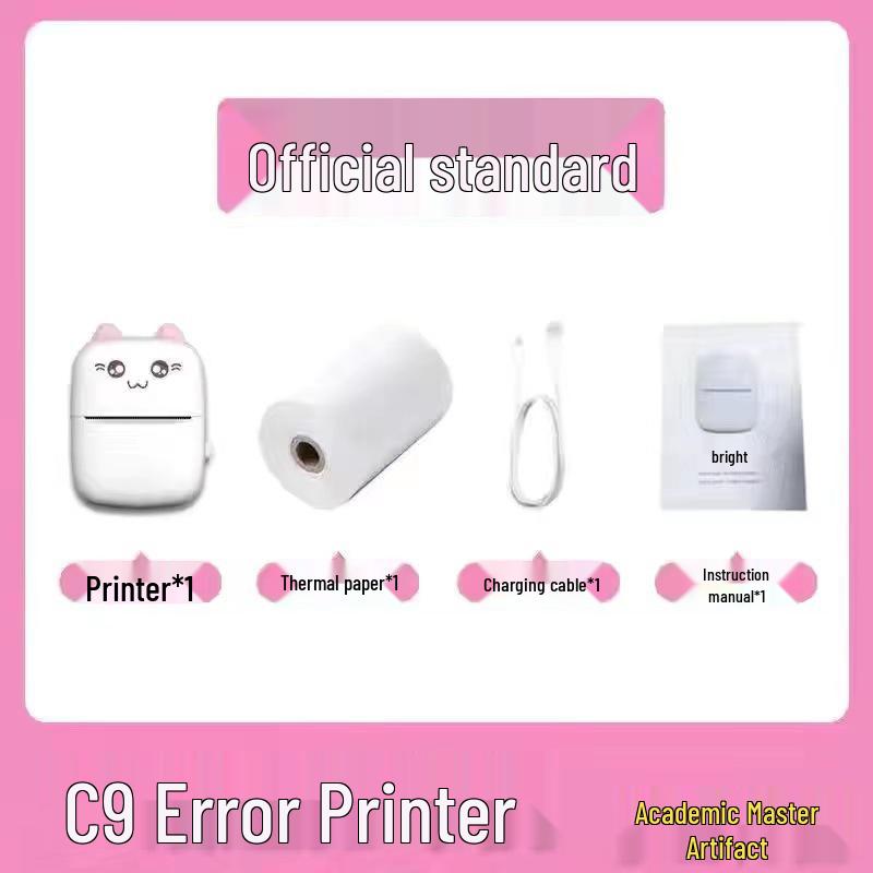 Portable Bluetooth Inkless Thermal Label Printer T02 C9 C9 Printer [1 Roll] Princess Pink