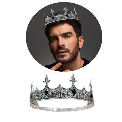 Tiare Couronne de Roi Vintage pour Homme pour Fête d'Anniversaire et Événement Costumé Fête d'Halloween Déguisement Pièce de Tête Bandeau