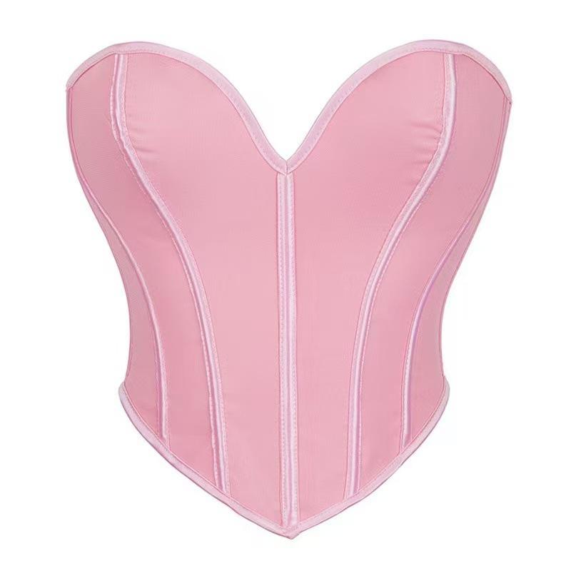 Cute Heart Tube Top Corset Breathable Mesh Off-the-shoulder Shapewear Can Be Worn Outside Sexy Vest Top Bone Coat