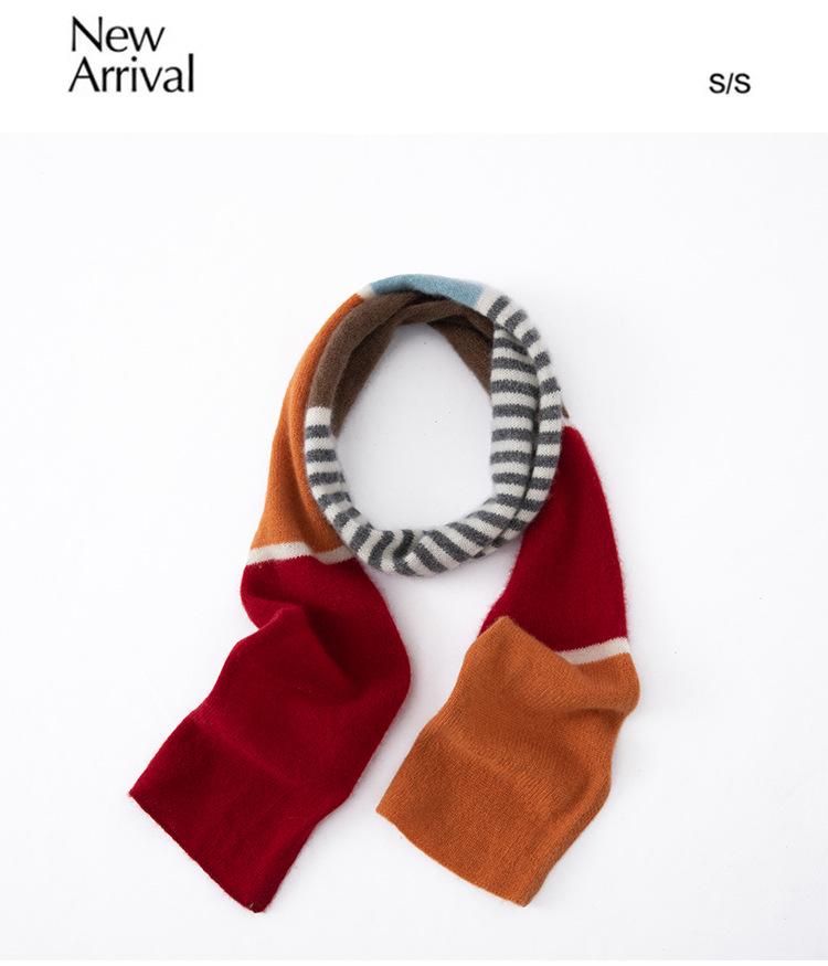 Women's Korean Style Cashmere Scarf - Contrasting Colors, Pure, Warm, and Versatile for Autumn/Winter